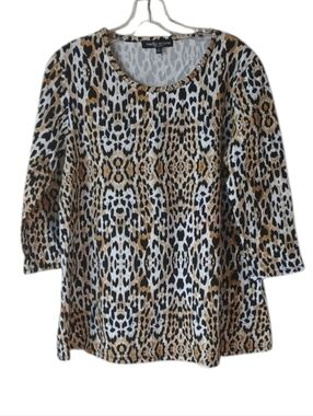 Wendy Williams Leopard Print Scoop Neck Top Size Medium